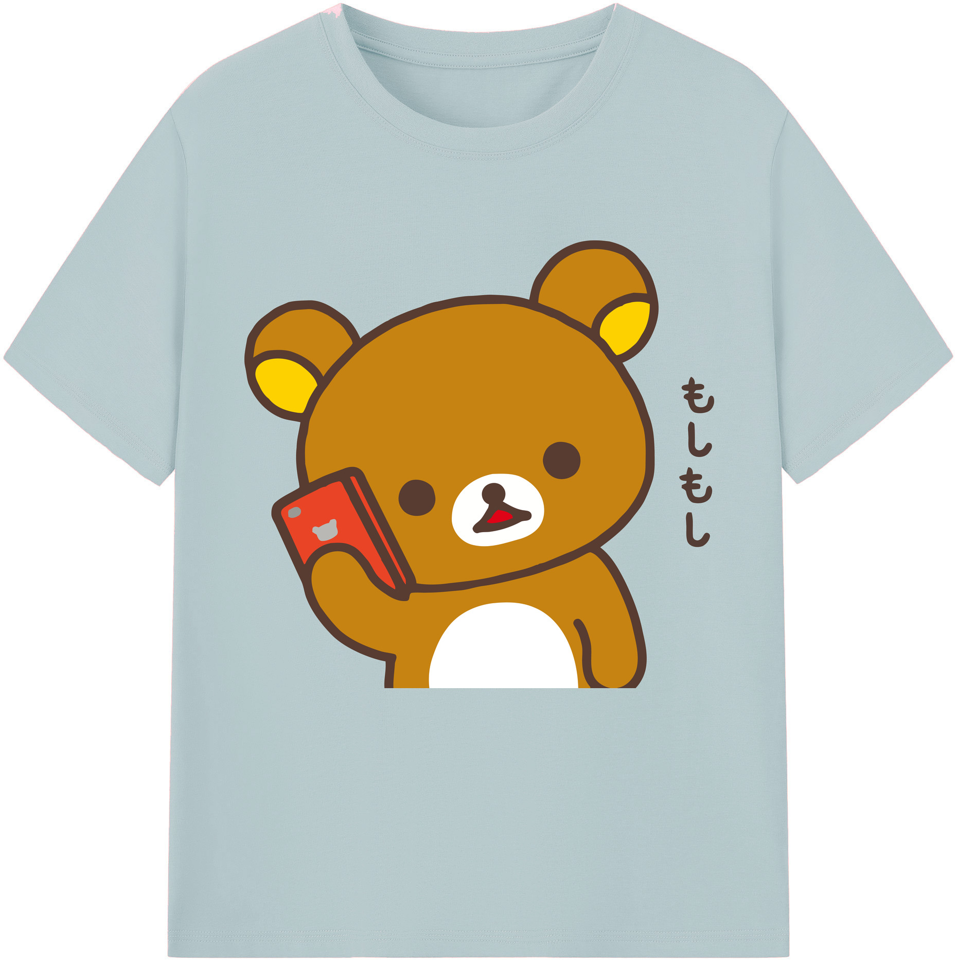 （画像用） リラックマ リラックマ キイロイトリ Rilakkuma Korilakkuma Kiiroitori 綿100％半袖Tシャツ（フロントプリント）